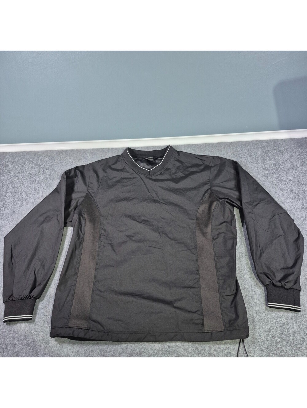 North End Pullover Windbreaker Jacket Mens Black Size L Lightweight V Neck